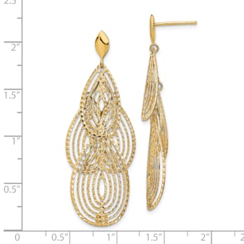14K Yellow Gold Polished Diamond-cut Post Dangle Earrings