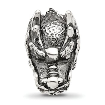 Sterling Silver Reflections Antiqued Chinese Dragon Hinged Bead