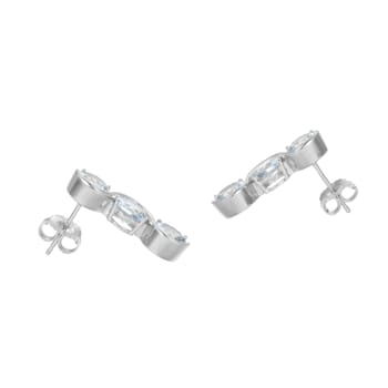 Lab Created Blue Spinel Platinum Over Silver March Birthstone Earrings 4.68ctw