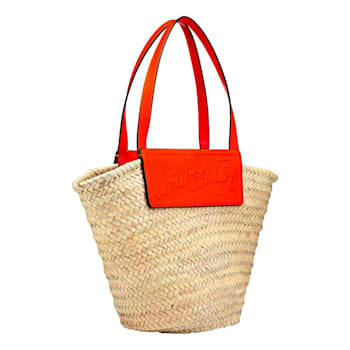 Christian Louboutin Loubishore Orange Woven Raffia Large Tote Bag