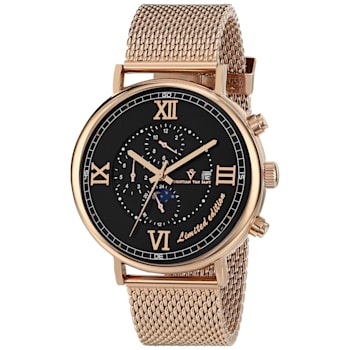 Christian Van Sant Men's Somptueuse LTD Black Dial, Rose Stainless Steel
mesh Watch