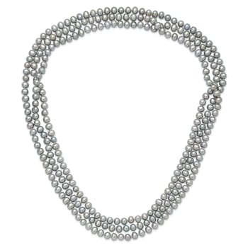 7-8mm Grey Freshwater Cultured Pearl 76-inch Slip-on Necklace