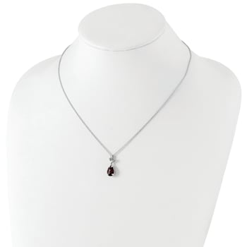 Sterling Silver with 14K Accent Antiqued Leaf Garnet with 2-inch
Extension Necklace