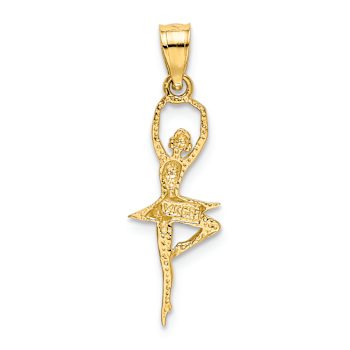 14k Yellow Gold Polished and Textured Small Ballerina Pendant
