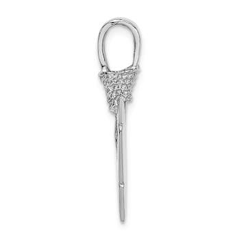 Rhodium Over 14k White Gold 3D Textured Arrowhead Charm