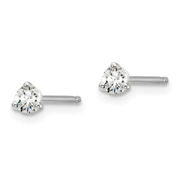 White Lab-Grown Diamond 14K White Gold G-H SI Martini Solitaire Stud
Earrings 0.10ctw