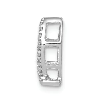 Rhodium Over 14k White Gold Diamond Ichthus Chain Slide Pendant