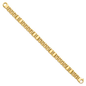 14K Yellow Gold Satin and Polished Men's Link Bracelet