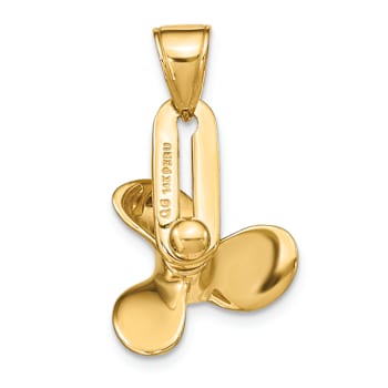 14k Yellow Gold 3D Moveable Blade Propeller Pendant
