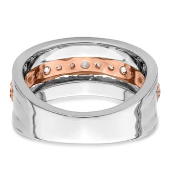 14K Two-tone White and Rose Gold Diamond Wedding Band 1.03ctw