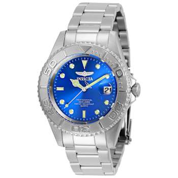 Invicta Pro Diver 37.5mm Blue Dial Stainless Steel Band Quartz Watch