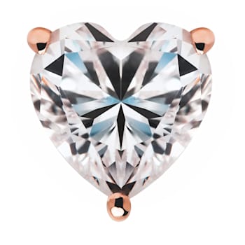 White Cubic Zirconia 14k Rose Gold Heart Studs With Velvet Gift Box 1.50ctw