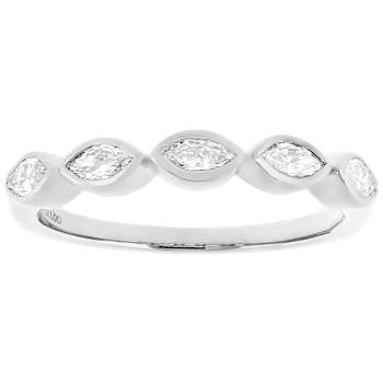Polished Lab-Grown Marquise Diamond Band Ring In 10K White Gold