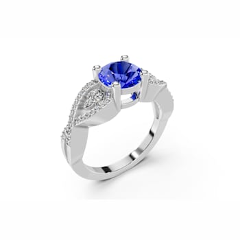 14K White Gold Tanzanite and Diamond Ring 1.55 ctw