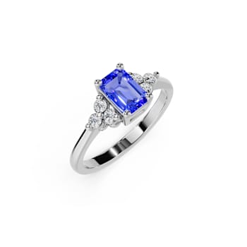 14K White Gold Tanzanite and Diamond Ring 0.59 ctw