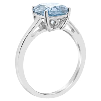 8mm Square Cushion Sky Blue Topaz Rhodium Over Sterling Silver Ring