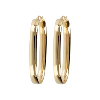 18K Yellow Gold Over Sterling Silver Elongated Oval 2" Hoop Earrings