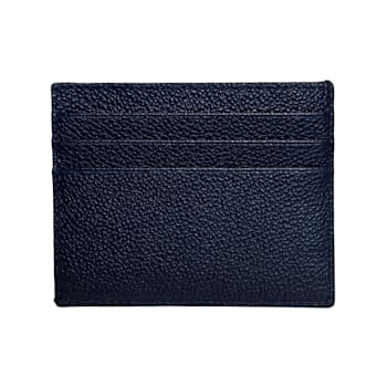 Prada Vitello Micro Grain Leather Baltico Blue Card Holder Wallet