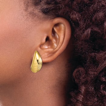 14K Yellow Gold Polished Mussel Shell Stud Earrings
