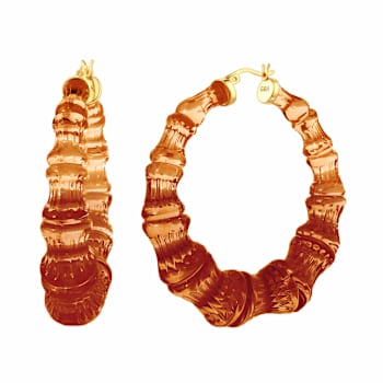 14K Yellow Gold Over Sterling Silver Bamboo Acrylic Hoops in Rum and Coke