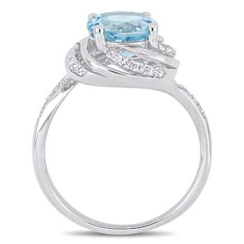 2.50ctw Sky Blue and White Topaz with Diamond Accent Swirl Ring in
Sterling Silver
