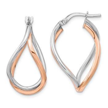 14k Tri-color Gold 1 1/8" Swirl Twisted Hoop Earrings