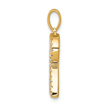 14K Yellow Gold Diamond Letter R Initial Pendant