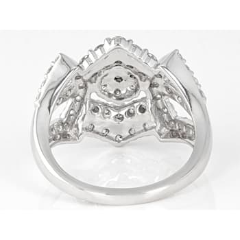 White Diamond Platinum Cluster Ring 1.50ctw