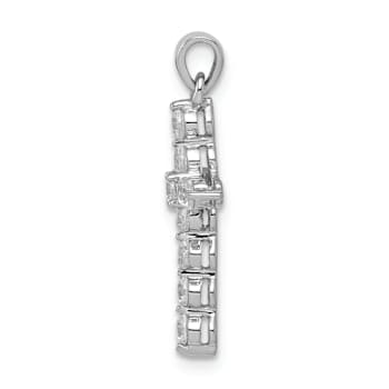 Rhodium Over 10k White Gold 0.33 ctw Diamond Cross Pendant