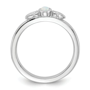 Sterling Silver Stackable Expressions Lab Created Opal Ring 0.08ctw
