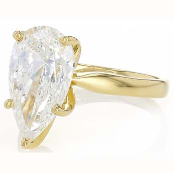 Lab-Grown Diamond Pear Shape Solitaire Ring In 14K Gold 4.00ct