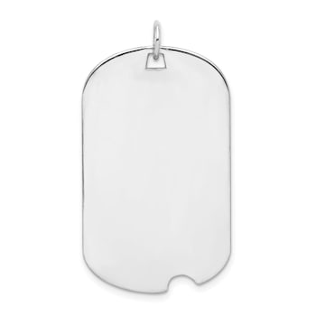 Rhodium Over Sterling Silver Dog Tag Disc Charm