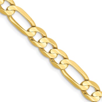 10k Yellow Gold 6mm Concave Open Figaro Link Bracelet