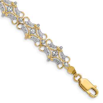 14K Two-tone Gold Diamond-Cut Fancy Bracelet