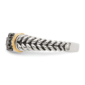 Sterling Silver with 14K Accent Antiqued Black Diamond and Black Rhodium Ring