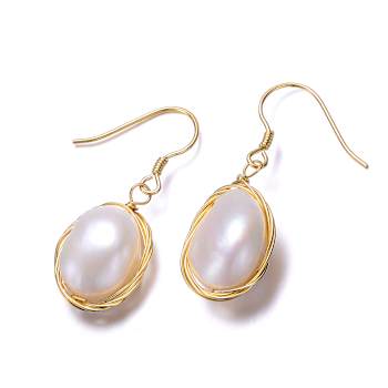 Baroque Pearl Drop Earrings In 14K Gold Over Sterling Silver