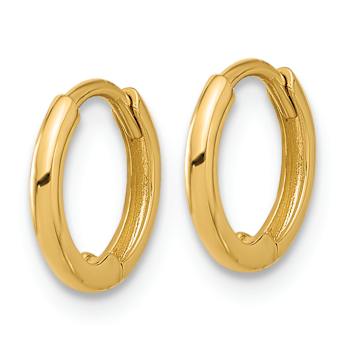 14k Yellow Gold Polished 3/8" Hinged Huggie Hoop Earrings