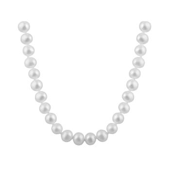 8-8.5mm White Cultured Freshwater Pearl Sterling Silver Strand Necklace