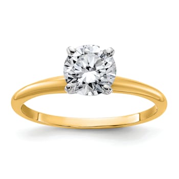 14K Yellow Gold With White Gold Accents 1 ct. D E F Pure Light Round
Moissanite Solitaire Ring