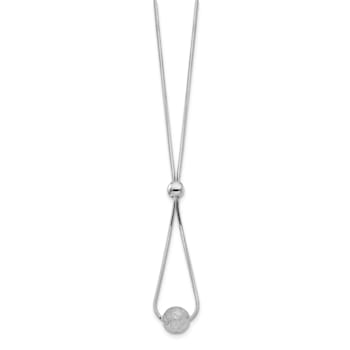 Sterling Silver Rhodium-plated Diamond-cut Beaded Drop 18-inch Necklace