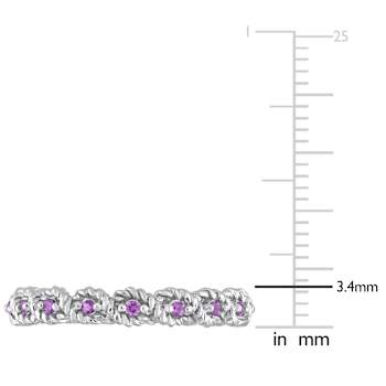 African-Amethyst 10K White Gold Eternity Ring 0.17ctw