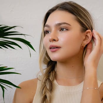 14K Yellow Gold Over Sterling Silver Enamel Triple Hoop Earrings in Pink