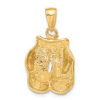 14k Yellow Gold Solid Polished Open-backed Boxing Gloves Pendant