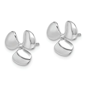 Rhodium Over 14k White Gold Polished 11.95mm Three Blade Propeller with
Center Bead Stud Earrings