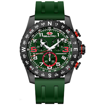 Seapro Men's Gallantry Green Dial, Green Rubber Strap Watch