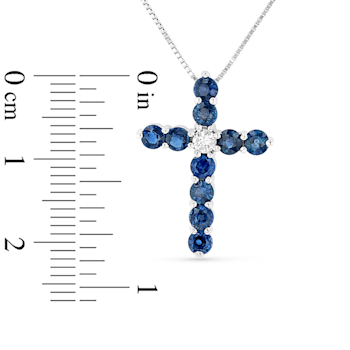 1.33ctw Sapphire and Diamond Cross Pendant in 14k White Gold