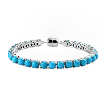 Sterling Silver Round Sleeping Beauty Turquoise Bracelet