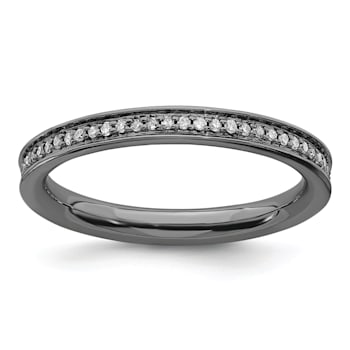 Ruthenium Over Sterling Silver Stackable Expressions and Diamonds Ring 0.195ctw