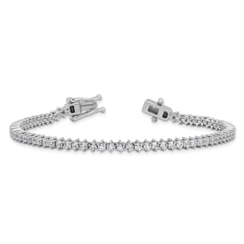Rhodium Over Sterling Silver Polished Cubic Zirconia Tennis Bracelet