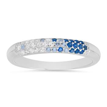 Blue And White Cubic Zirconia Rhodium Over Sterling Silver Ring 0.21ctw
